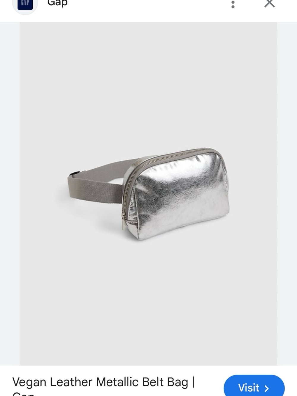 GAP Vegan Leather Metallic Belt Bag - Silver